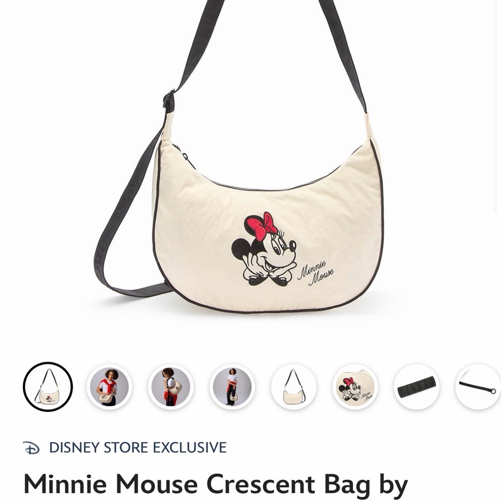 Baggu Minnie Mouse Black and Cream Crescent Bag Disney Store Exclusive(SOLD OUT)